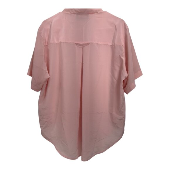 Lady Manhattan Vintage Salmon Pink Button-Up Short Sleeve Blouse Size 14 - Picture 10 of 13